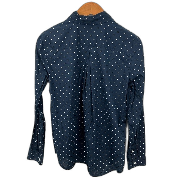 Tommy Hilfiger Navy & White Polka Dot Button-Up Blouse Size Medium - Picture 2 of 14